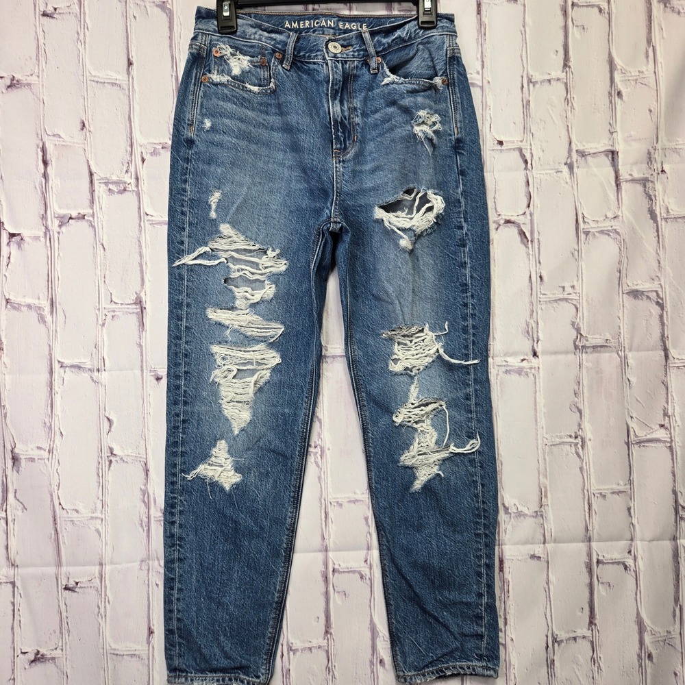 American Eagle Outfitters 90s Slim Boyfriend Jeans Distressed Women Sz 4 Regular